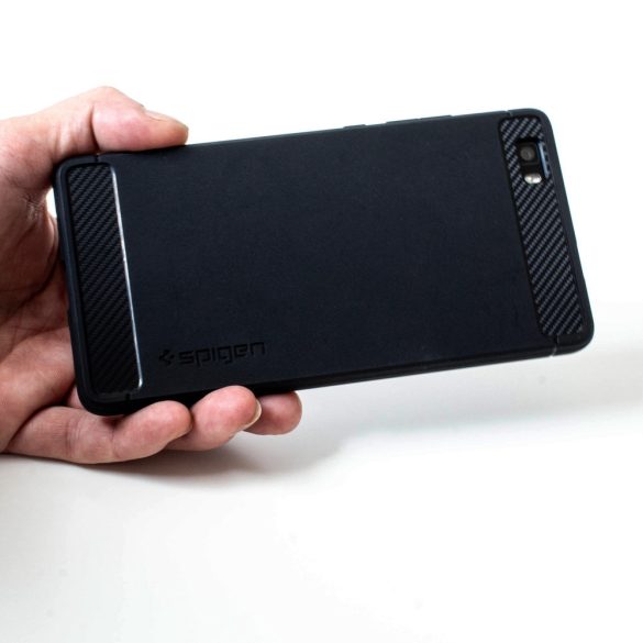 Samsung Galaxy Note 10 Plus / 10 Plus 5G SM-N975 / N976, Szilikon tok, Spigen Rugged Armor, karbon minta, fekete