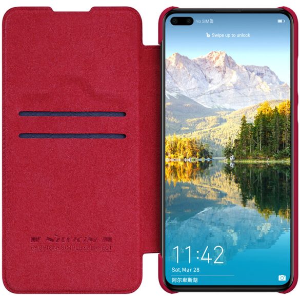 Huawei P40, Oldalra nyíló tok, Nillkin Qin, piros