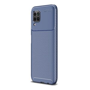 Huawei P40 Lite, Szilikon tok, közepesen ütésálló, légpárnás sarok, karbon minta, kék