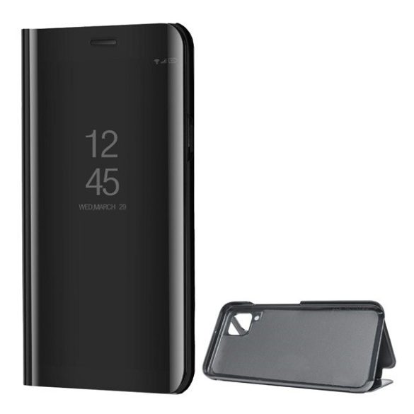Huawei P40 Lite, Oldalra nyíló tok, hívás mutatóval, Smart View Cover, fekete (utángyártott)
