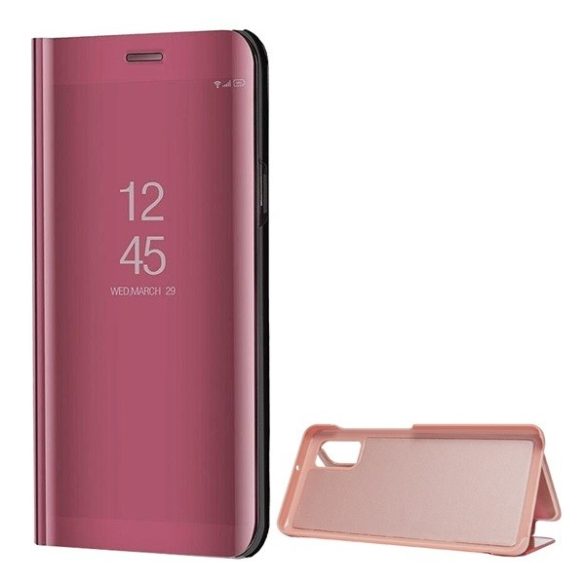 Samsung Galaxy A41 SM-A415F, Oldalra nyíló tok, hívás mutatóval, Smart View Cover, vörösarany (utángyártott)