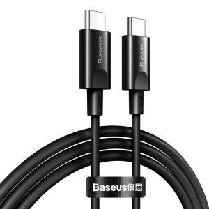 USB Type-C töltő- és adatkábel, USB Type-C, 150 cm, 5000 mA, 100W, törésgátlóval, gyorstöltés, Baseus Xiaobai, CATSW-D01, fekete