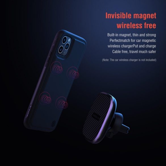 Apple iPhone 11 Pro, Műanyag hátlap védőtok, közepesen ütésálló, Qi Wireless támogatás, mágneses autóstartóval kompatibilis, Nillkin Magic Pro Case, fekete