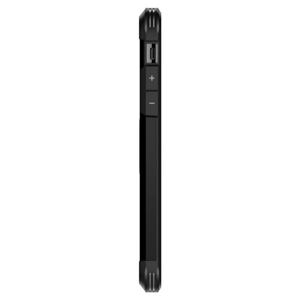 Samsung Galaxy A41 SM-A415F, Szilikon tok + műanyag hátlap, kitámasztóval, Spigen Tough Armor, fekete