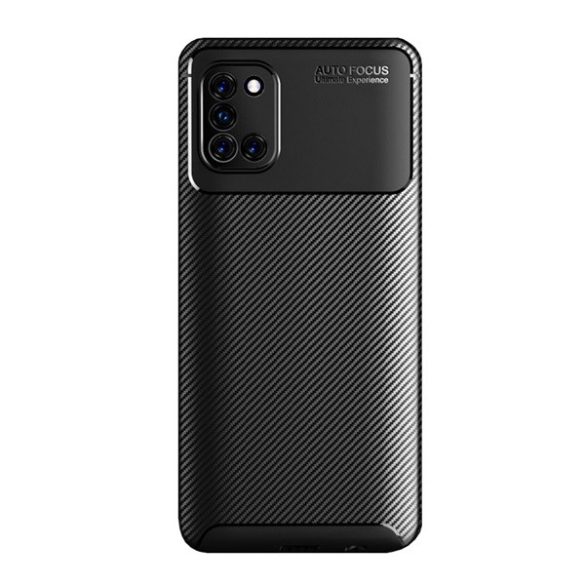 Samsung Galaxy A31 SM-A315F, Szilikon tok, közepesen ütésálló, légpárnás sarok, karbon minta, fekete