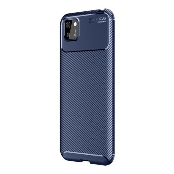 Huawei Y5p / Honor 9S, Szilikon tok, közepesen ütésálló, légpárnás sarok, karbon minta, kék