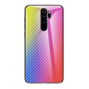 Xiaomi Redmi Note 8 Pro, Szilikon védőkeret, üveg hátlap, karbon minta, színes