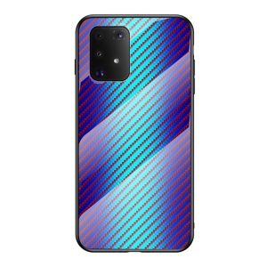 Samsung Galaxy S10 Lite SM-G770, Szilikon védőkeret, üveg hátlap, karbon minta, kék