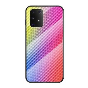 Samsung Galaxy S10 Lite SM-G770, Szilikon védőkeret, üveg hátlap, karbon minta, színes