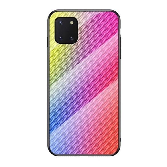 Samsung Galaxy Note 10 Lite SM-N770, Szilikon védőkeret, üveg hátlap, karbon minta, színes