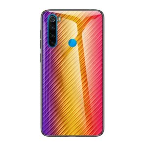 Xiaomi Redmi Note 8T, Szilikon védőkeret, üveg hátlap, karbon minta, sárga