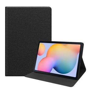 Samsung Galaxy Tab S6 Lite 10.4 (2020 / 2022 / 2024) SM-P610 / P615 / P613 / P619 / P620 / P625, mappa tok, stand, textil hatás, fekete