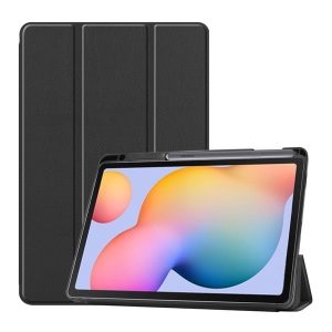 Samsung Galaxy Tab S6 Lite 10.4 (2020 / 2022 / 2024) SM-P610 / P615 / P613 / P619 / P620 / P625, mappa tok, Trifold, érintőceruza tartó, fekete