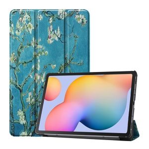 Samsung Galaxy Tab S6 Lite 10.4 (2020 / 2022 / 2024) SM-P610 / P615 / P613 / P619 / P620 / P625, mappa tok, virág minta, Trifold, kék/színes