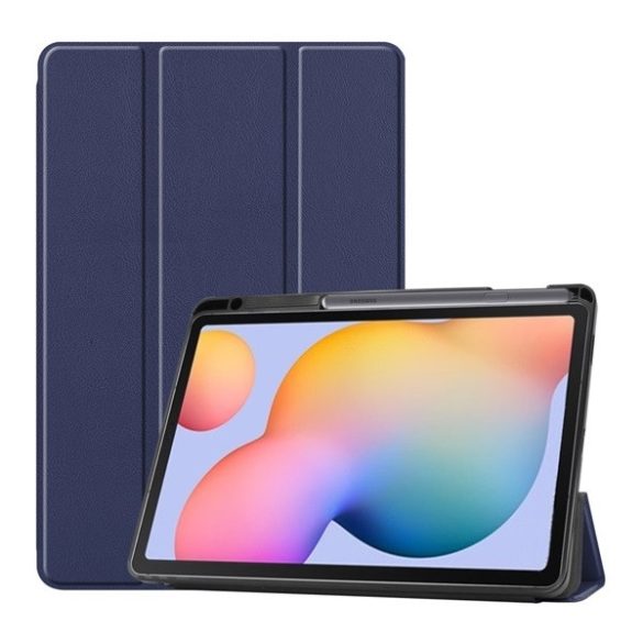 Samsung Galaxy Tab S6 Lite 10.4 / Tab S6 Lite 10.4 (2022) SM-P610 / P615 / P613 / P619, mappa tok, Trifold, érintőceruza tartó, sötétkék