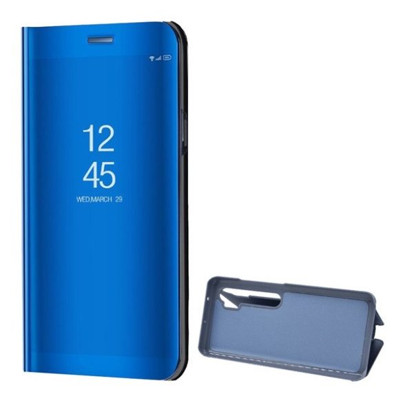 Xiaomi Mi Note 10 Lite, Oldalra nyíló tok, hívás mutatóval, Smart View Cover, kék (utángyártott)