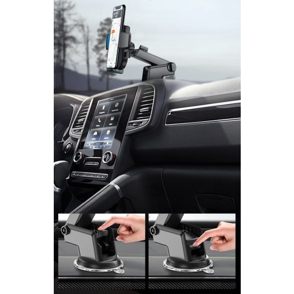 Autós tartó, univerzális, műszerfalra rögzíthető, tapadókorongos, 4 - 6.7"-os készülékekhez, 360°-ban forgatható, teleszkópos, állítható, dönthető, Joyroom JR-OK3, fekete