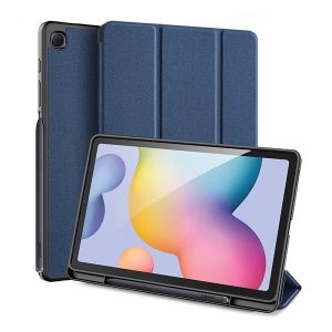 Samsung Galaxy Tab S6 Lite 10.4 (2020 / 2022 / 2024) SM-P610 / P615 / P613 / P619 / P620 / P625, mappa tok, Trifold, S Pen tartóval, Dux Ducis Domo, sötétkék