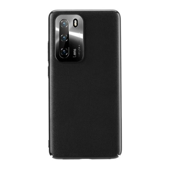 Huawei P40, Műanyag hátlap védőtok, ultravékony, fém kameravédő keret, bőrhatású, Joyroom Star Lord, fekete