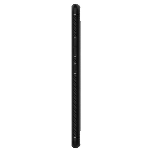 Xiaomi Mi 10 5G / 10 Pro 5G, Szilikon tok, Spigen Rugged Armor, karbon minta, fekete