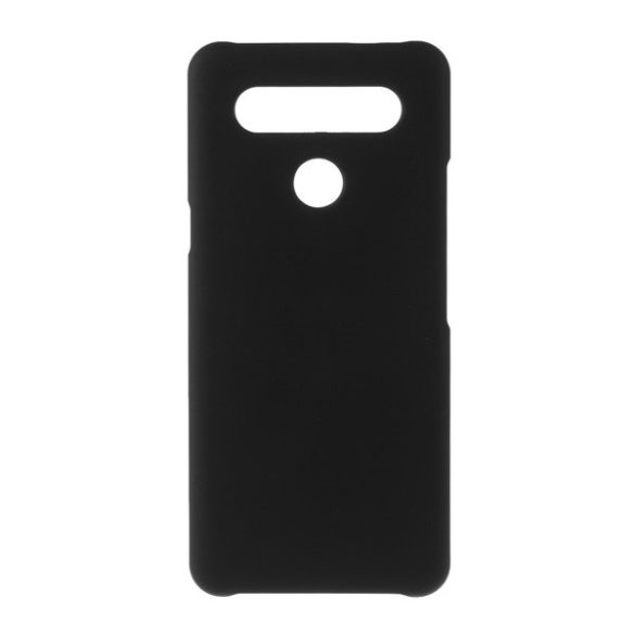 LG K41S / K51S, Műanyag hátlap védőtok, gumírozott, fekete