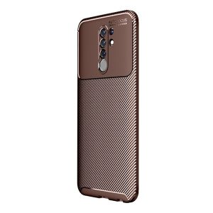 Xiaomi Redmi 9, Szilikon tok, közepesen ütésálló, légpárnás sarok, karbon minta, barna