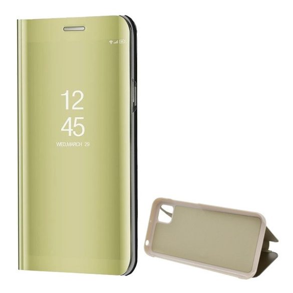 Huawei Y5p / Honor 9S, Oldalra nyíló tok, hívás mutatóval, Smart View Cover, arany (utángyártott)