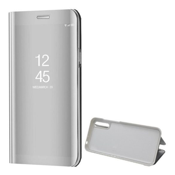Huawei Y8p, Oldalra nyíló tok, hívás mutatóval, Smart View Cover, ezüst (utángyártott)