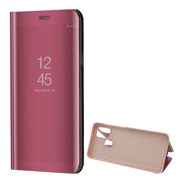 Samsung Galaxy A21s SM-A217F, Oldalra nyíló tok, hívás mutatóval, Smart View Cover, vörösarany (utángyártott)