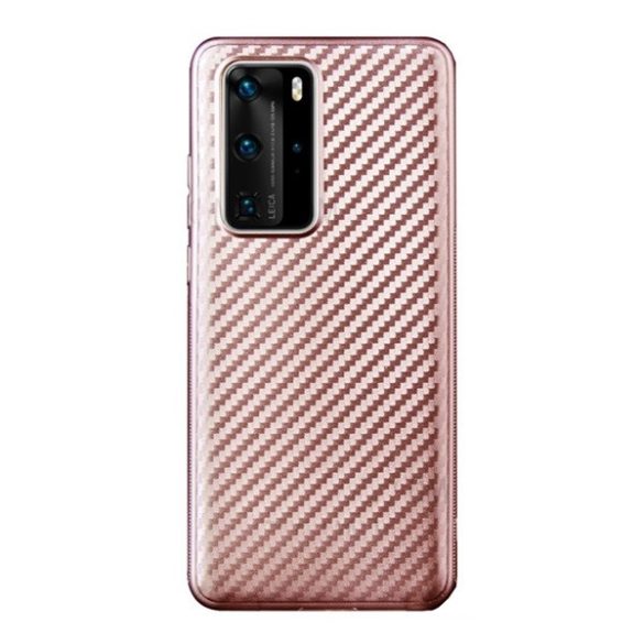 Huawei P40 Pro, Szilikon tok, széles karbon minta, vörösarany