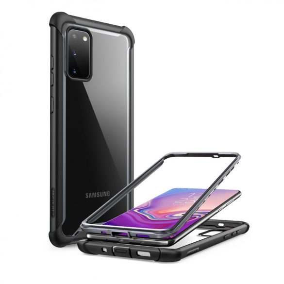 Samsung Galaxy S20 / S20 5G SM-G980 / G981, Műanyag hátlap védőtok (elő- és hátlapi), közepesen ütésálló, SupCase IBLSN, átlátszó/fekete