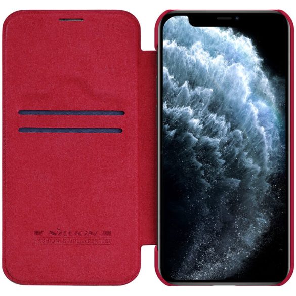 Apple iPhone 12 / 12 Pro, Oldalra nyíló tok, Nillkin Qin, piros