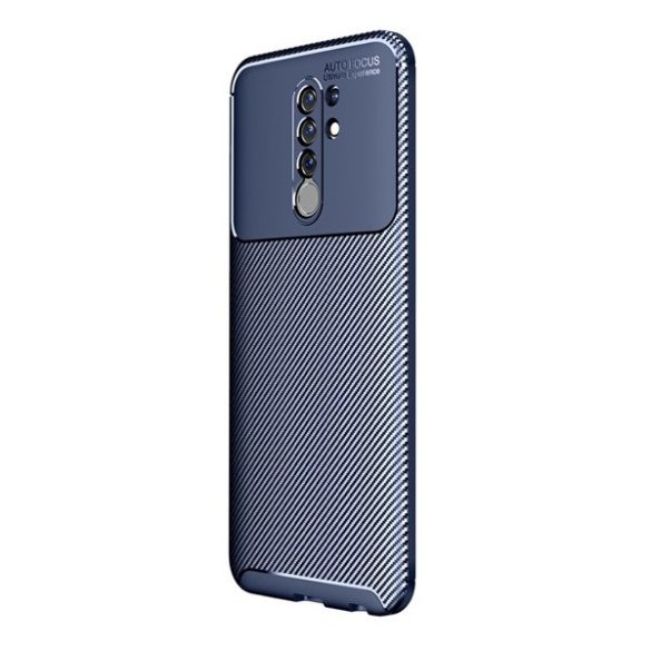 Xiaomi Redmi 9, Szilikon tok, közepesen ütésálló, légpárnás sarok, karbon minta, kék