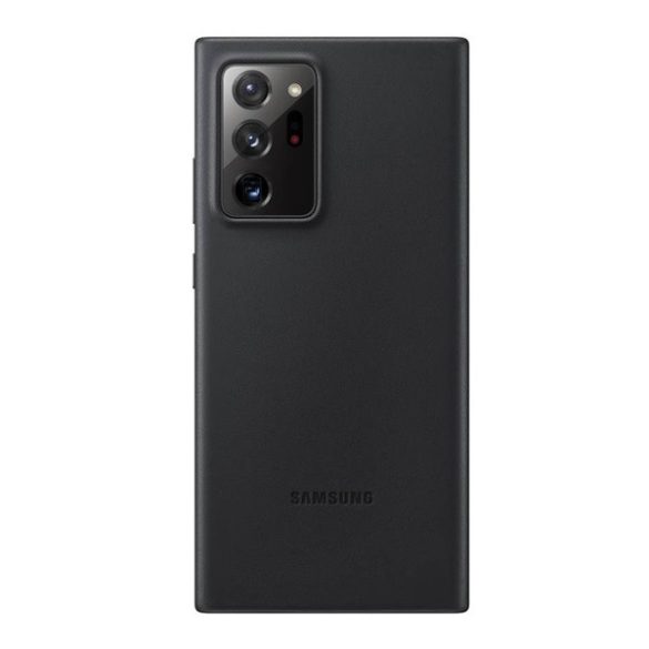 Samsung Galaxy Note 20 Ultra / 20 Ultra 5G SM-N985 / N986, Műanyag hátlap védőtok, bőr hátlap, fekete, gyári