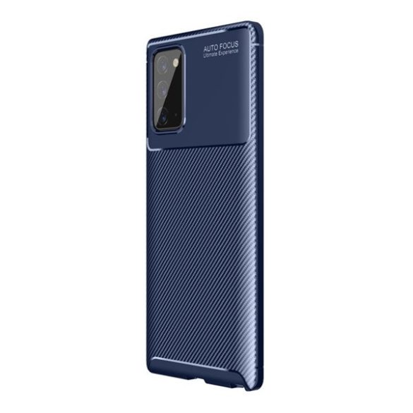 Samsung Galaxy Note 20 / 20 5G SM-N980 / N981, Szilikon tok, közepesen ütésálló, légpárnás sarok, karbon minta, kék