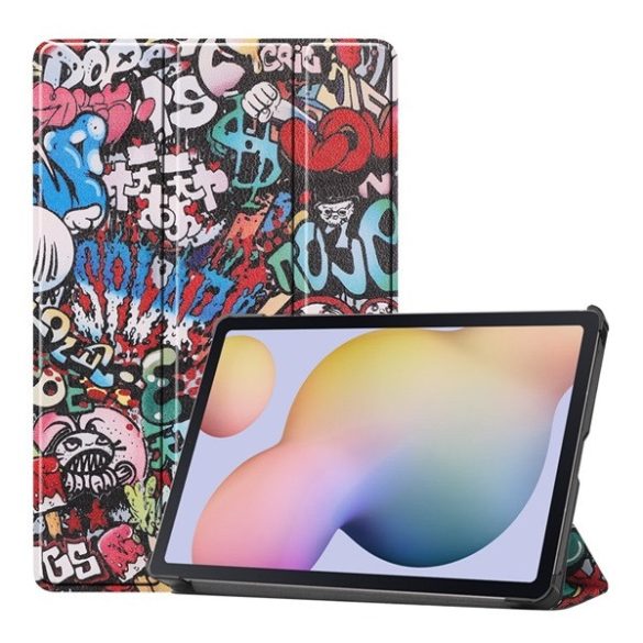 Samsung Galaxy Tab S7 11.0 / Tab S8 11.0, mappa tok, graffiti minta, Trifold, színes