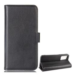   Huawei Honor X10 5G, Oldalra nyíló tok, valódi bőrtok, stand, sima felület, fekete