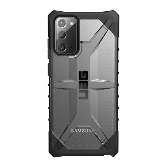 Samsung Galaxy Note 20 / 20 5G SM-N980 / N981, Műanyag hátlap védőtok, szilikon belső, közepesen ütésálló, méhsejt minta, UAG Plasma, áttetsző/füst