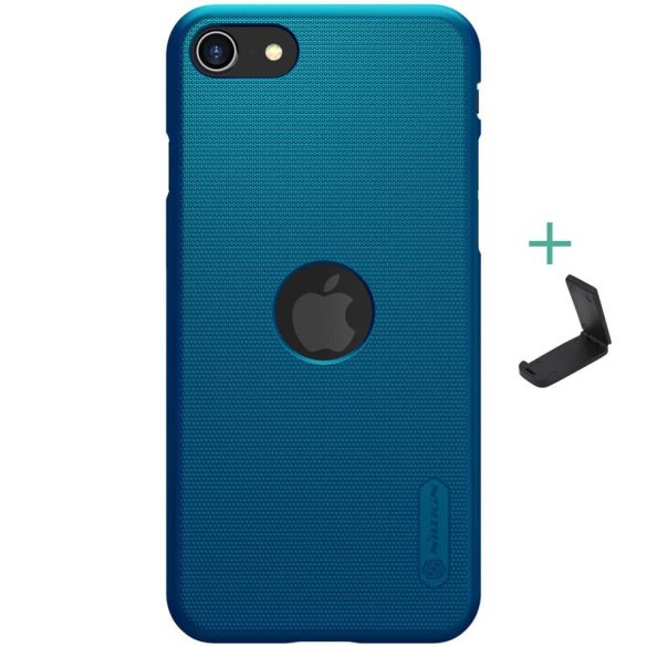 Apple iPhone SE (2020) / SE (2022), Műanyag hátlap védőtok, stand, Nillkin Super Frosted, logo kivágással, zöldes-kék