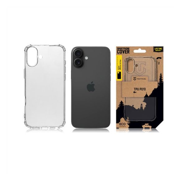 Apple iPhone 16 Plus, Szilikon tok, légpárnás sarok, Tactical TPU Plyo, átlátszó