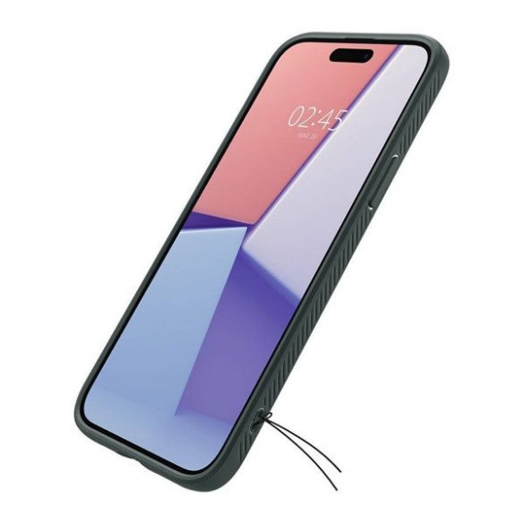 Apple iPhone 16, Szilikon tok, Spigen Liquid Air, háromszög minta, sötétzöld