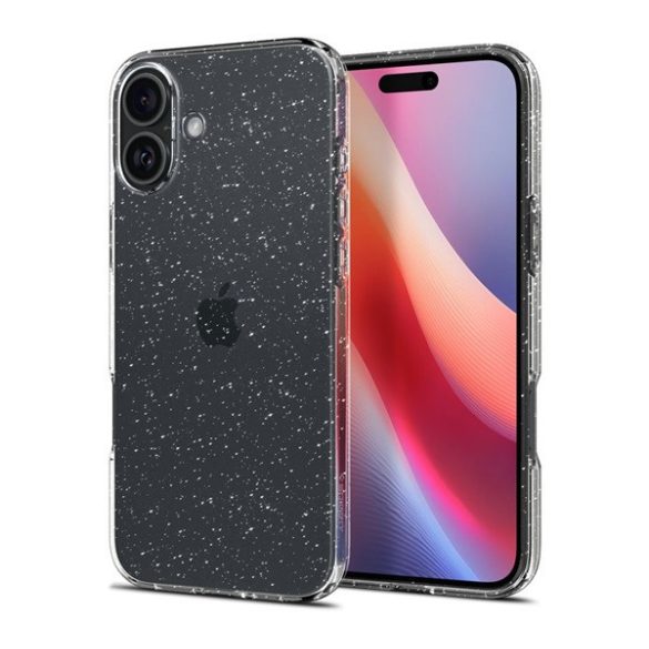 Apple iPhone 16, Szilikon tok, Spigen Liquid Crystal Glitter, átlátszó