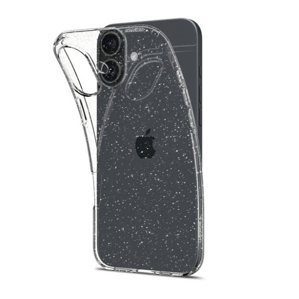 Apple iPhone 16, Szilikon tok, Spigen Liquid Crystal Glitter, átlátszó