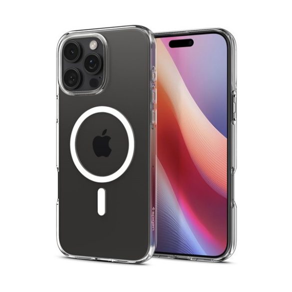 Apple iPhone 16 Pro, Szilikon tok, Magsafe töltővel kompatibilis, Spigen Liquid Crystal Mag, átlátszó