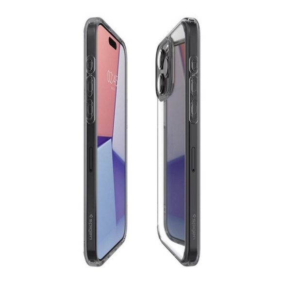 Apple iPhone 16 Pro, Műanyag hátlap védőtok + szilikon keret, Spigen Ultra Hybrid Matte, áttetsző/füst