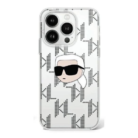 Karl Lagerfeld IML Karl Head Electroplated iPhone 16 Pro Max kemény hátlap tok, átlátszó