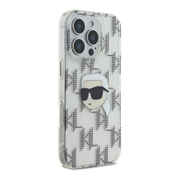 Karl Lagerfeld IML Karl Head Electroplated iPhone 16 Pro kemény hátlap tok, átlátszó