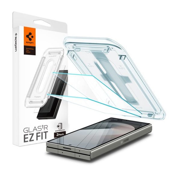 Samsung Galaxy Z Fold6 SM-F956B, Kijelzővédő fólia, ütésálló fólia az íves részre nem hajlik rá!), Tempered Glass (edzett üveg), tükröződésmentes, Előlapi kijelzőre, Spigen Ez Fit Anti-Reflection, Clear, 2 db / csomag