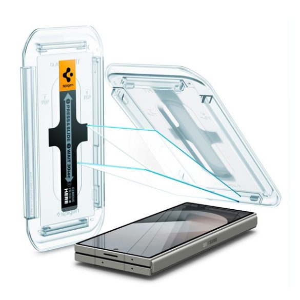 Samsung Galaxy Z Fold6 SM-F956B, Kijelzővédő fólia, ütésálló fólia az íves részre nem hajlik rá!), Tempered Glass (edzett üveg), tükröződésmentes, Előlapi kijelzőre, Spigen Ez Fit Anti-Reflection, Clear, 2 db / csomag