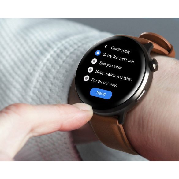 Bluetooth okosóra, műbőr szíj, fémház, v5.1, AMOLED kijelző, aktivitás és egészség mérő, vízálló, Mibro Watch Lite 2, sötétszürke/barna, gyári